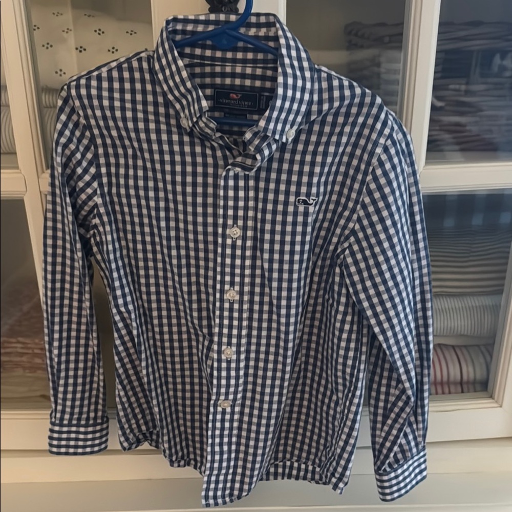 Vineyard Vines Boy’s size 6 Blue Gingham Shirt